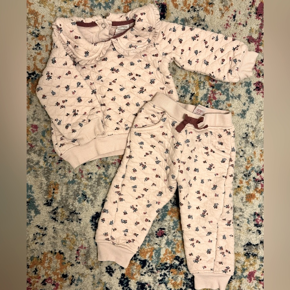 Floral quilted matching sweat set